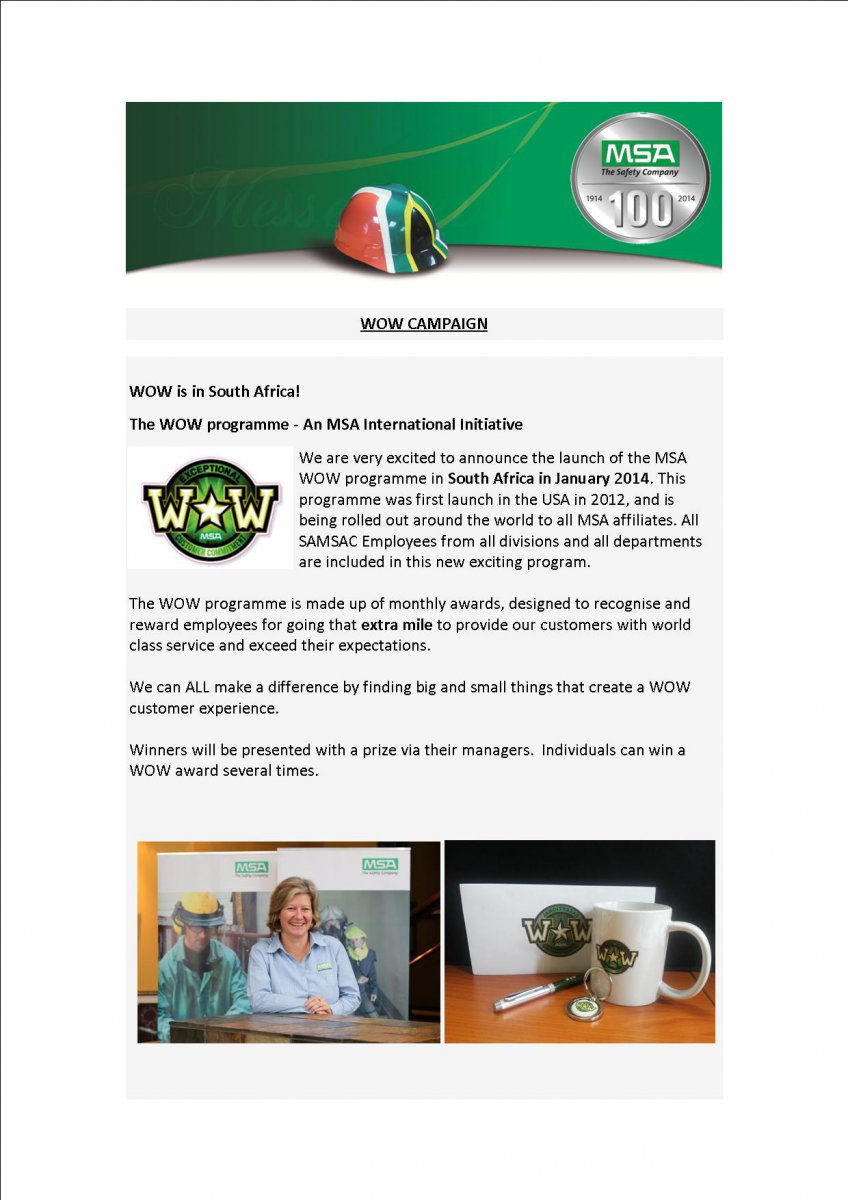 Page 2: MSA Africa WOW campaign