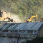 Mechanical demolition and trimming following blasting