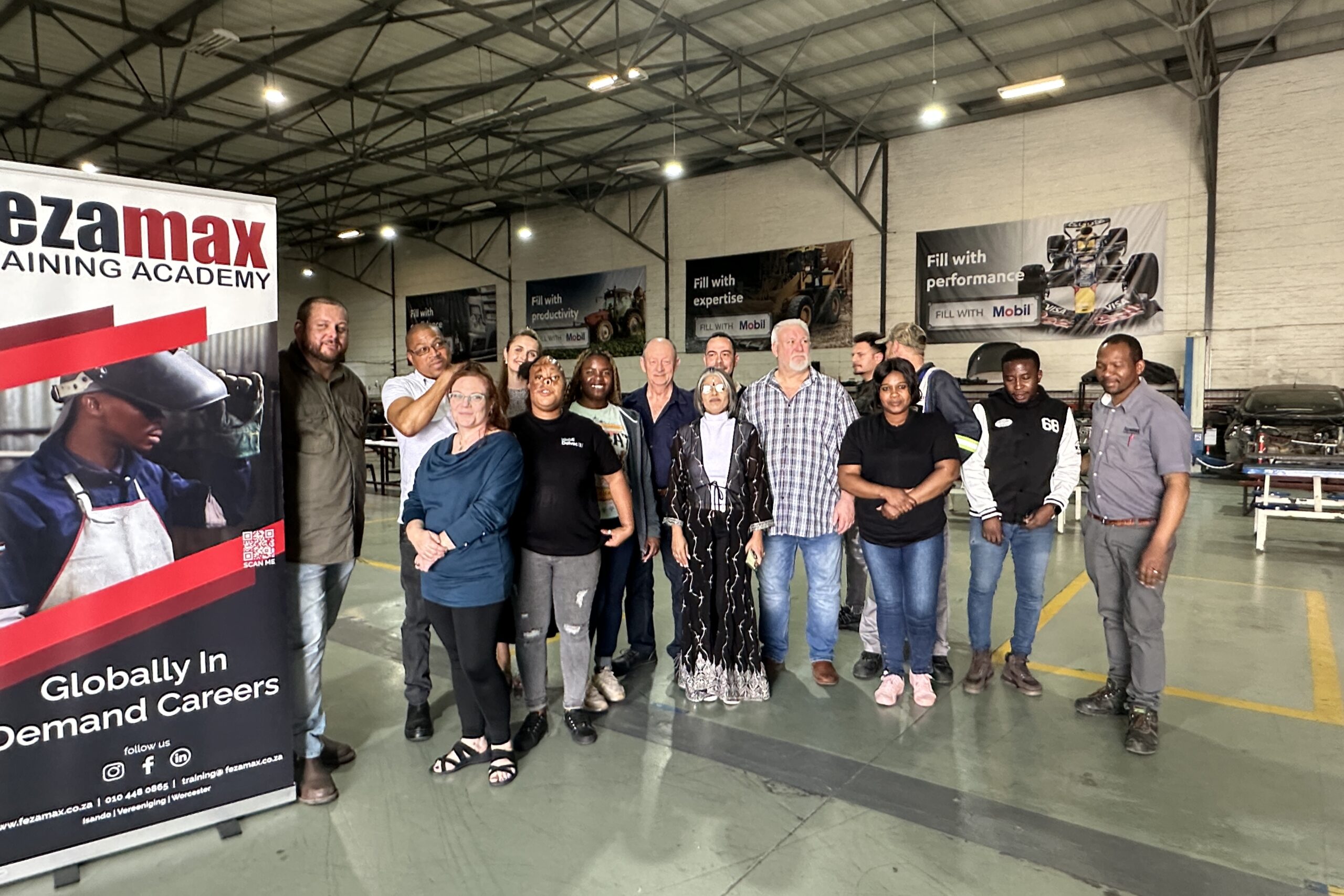 Representatives from Fezamax Training Academy and Mobil™ come together to support skills development and artisan training in South Africa. Representatives from Fezamax Training Academy and Mobil™ come together to support skills development and artisan training in South Africa.
